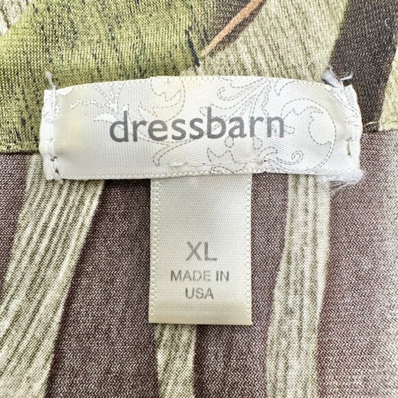 Dressbarn Blouse Womens XL Zebra Print Short Sleeve Made In USA Green Brown Gold - Picture 8 of 11